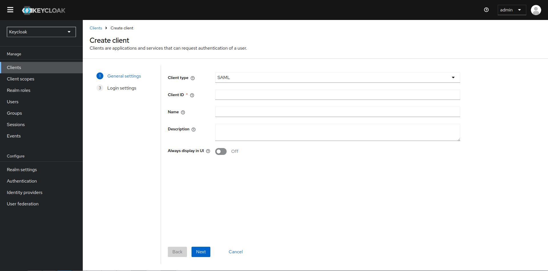 Create Client SAML